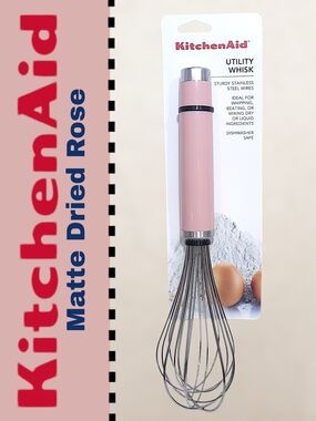 KitchenAid Matte Dried Rose Utility Whisk - Pink and Stainless Steel